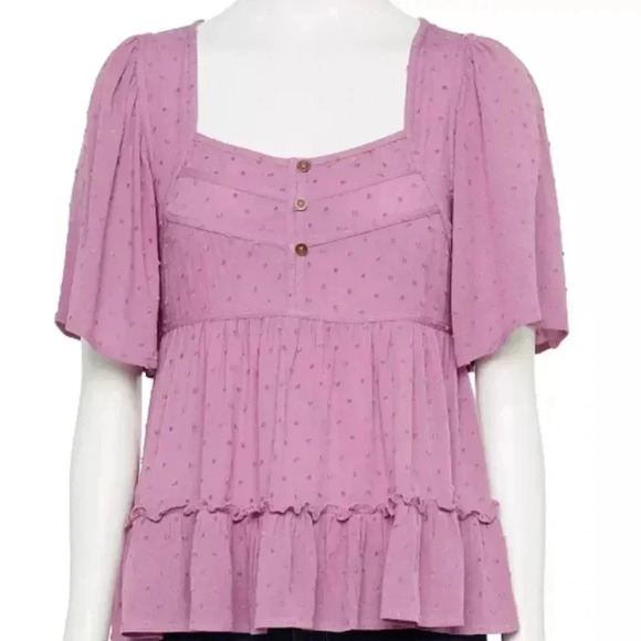 Rewind Short Sleeve Babydoll Top - Picture 1 of 9